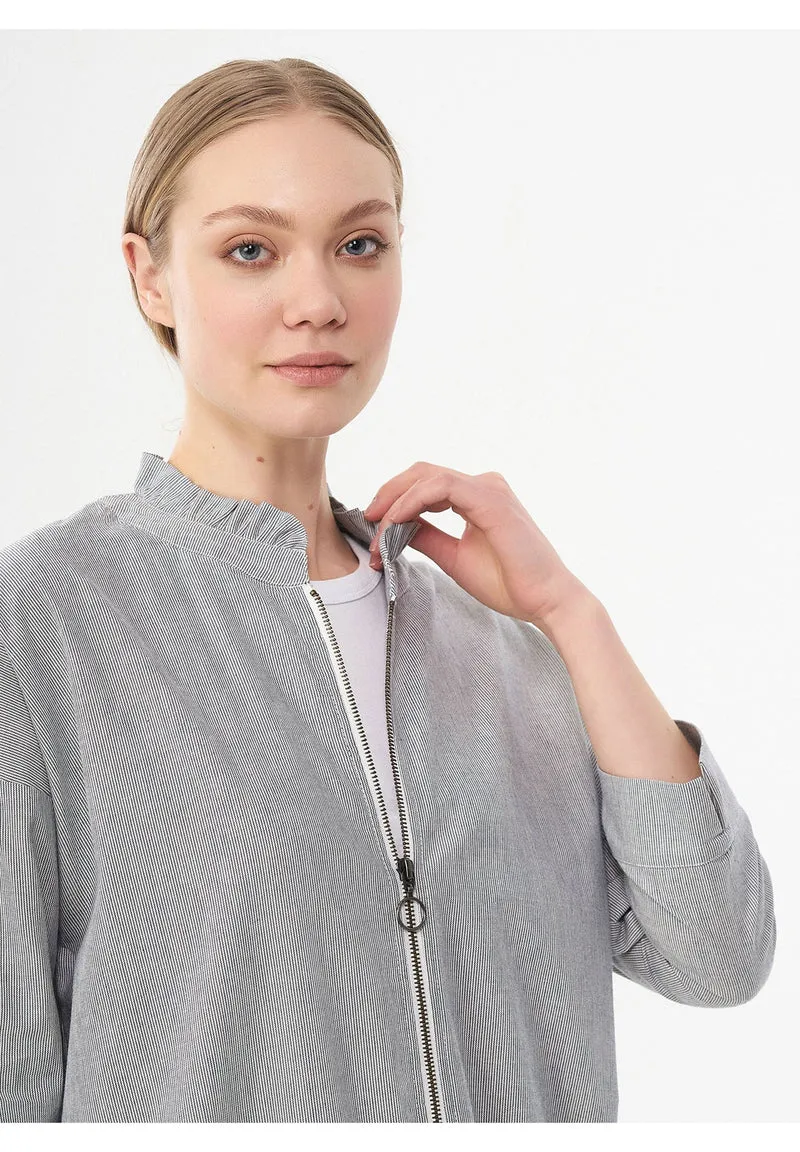 Jacke aus Bio-Baumwolle mit Streifenmuster
