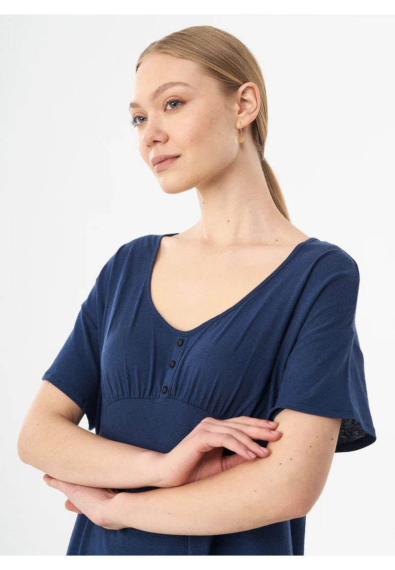 Jerseykleid aus Bio-Baumwolle und Leinen