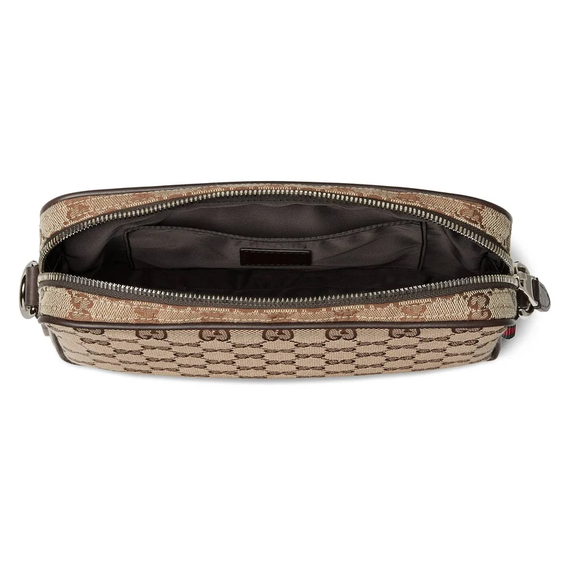 Gucci Umhängetasche Herren GG Canvas Kleine Crossbody Tasche Beige Braun 834802 FAEPS 9752