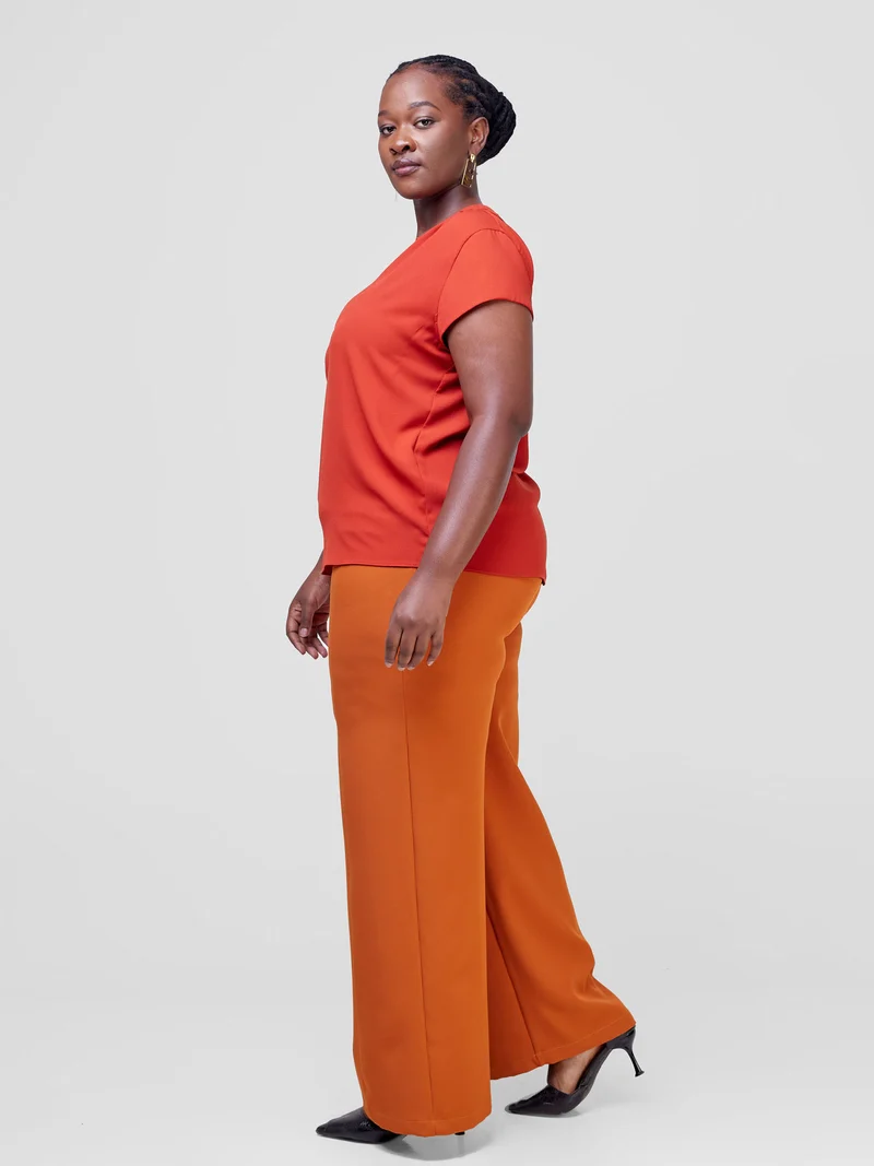 Vivo Saida Cap Sleeve Top - Rust