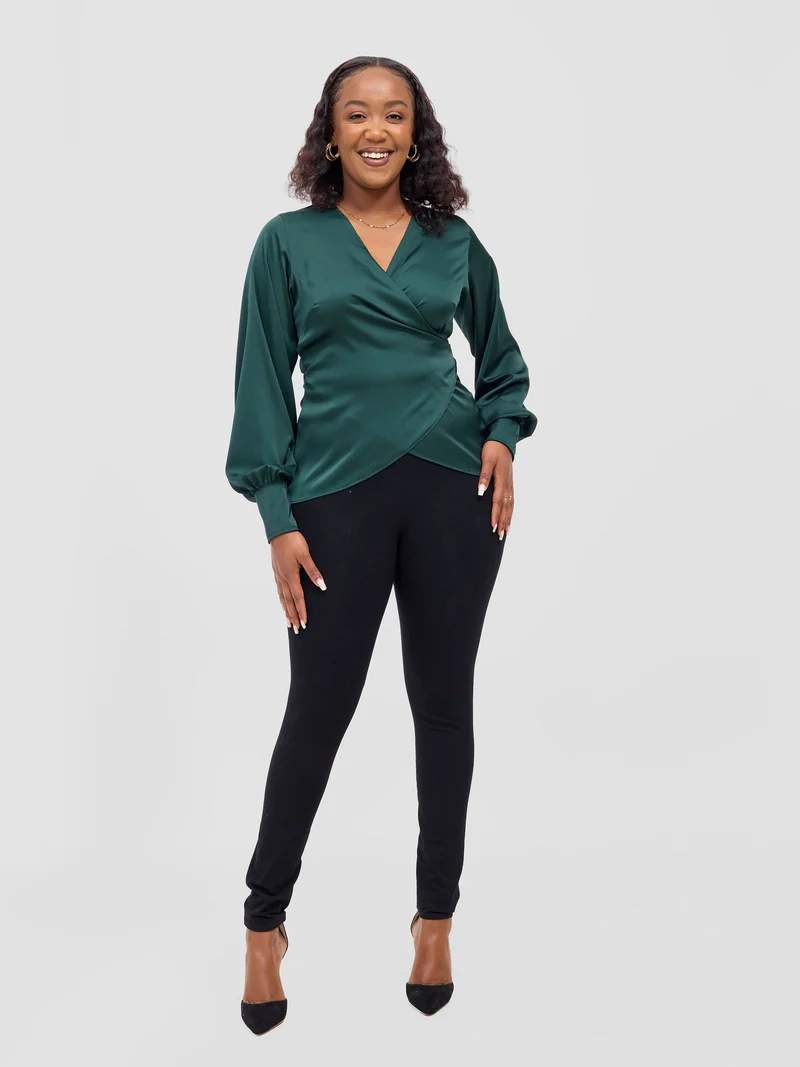 Vivo Merika Wrap Top - Dark Green