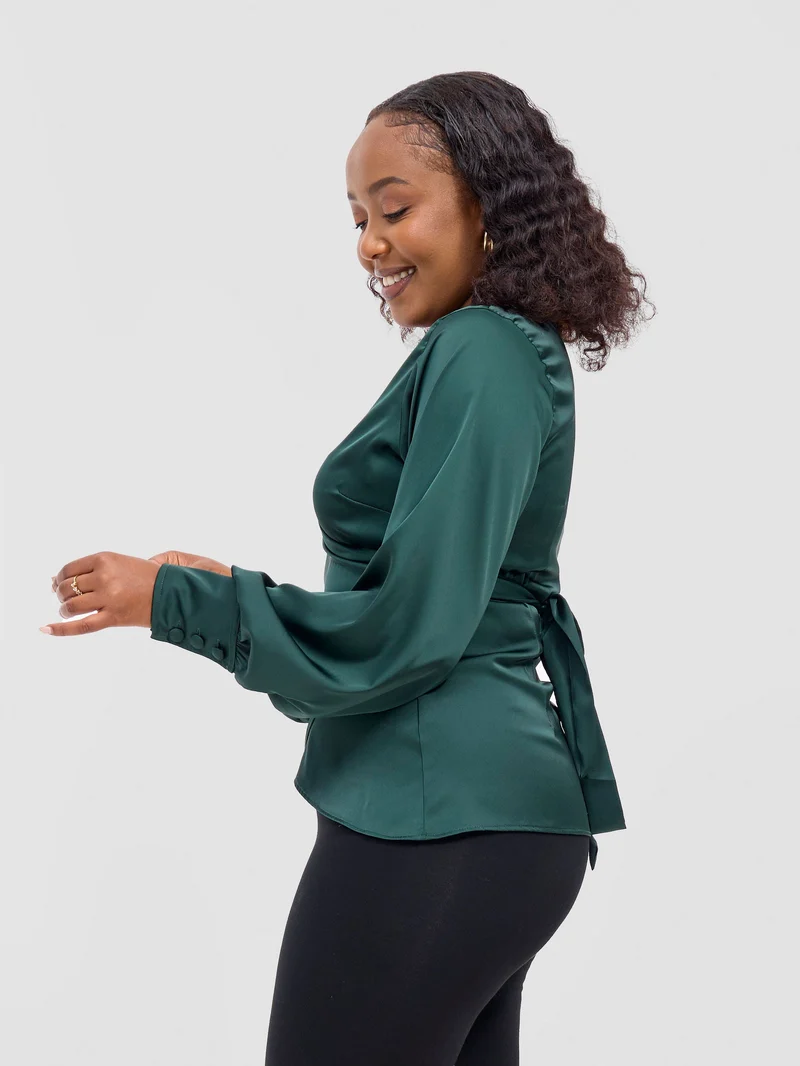 Vivo Merika Wrap Top - Dark Green