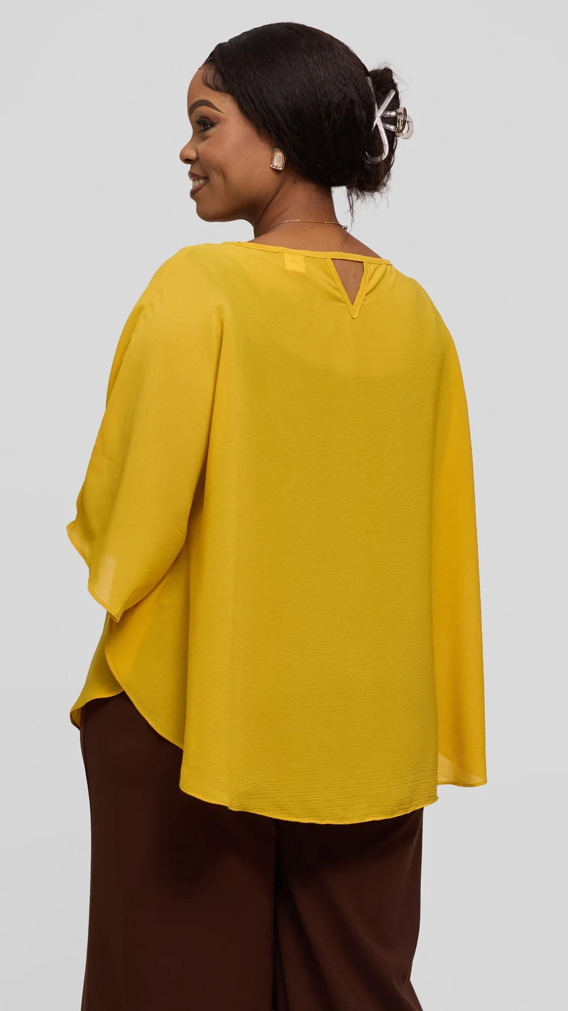 Vivo Sakari Circular Loose Top in Textured Chiffon - Yellow
