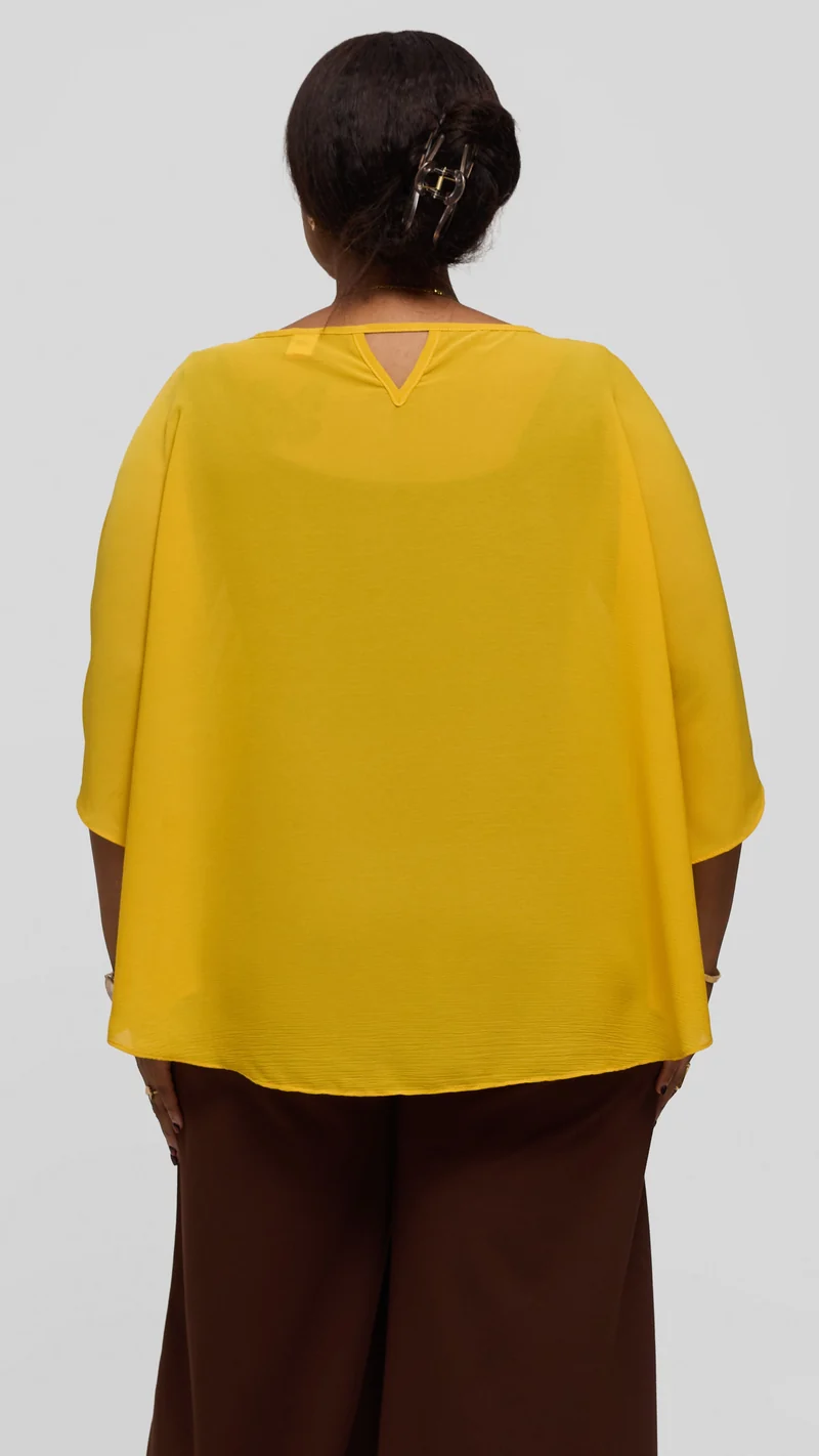 Vivo Sakari Circular Loose Top in Textured Chiffon - Yellow