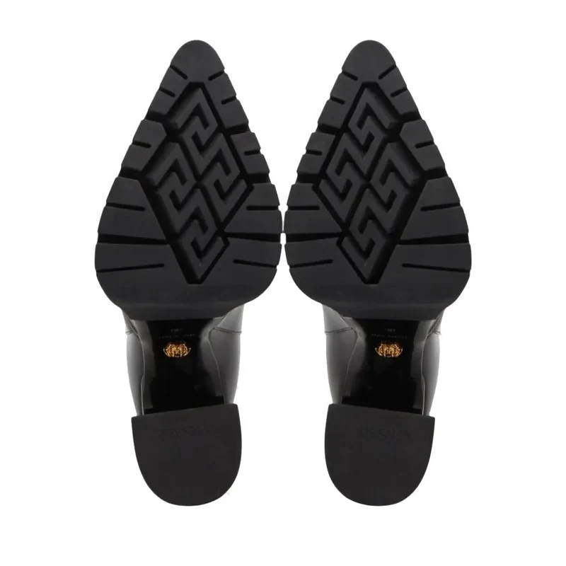 Versace Damen Stiefeletten Medusa schwarz poliertem Leder High Heel Plattform Stiefel 1007143-DVT51-1B000