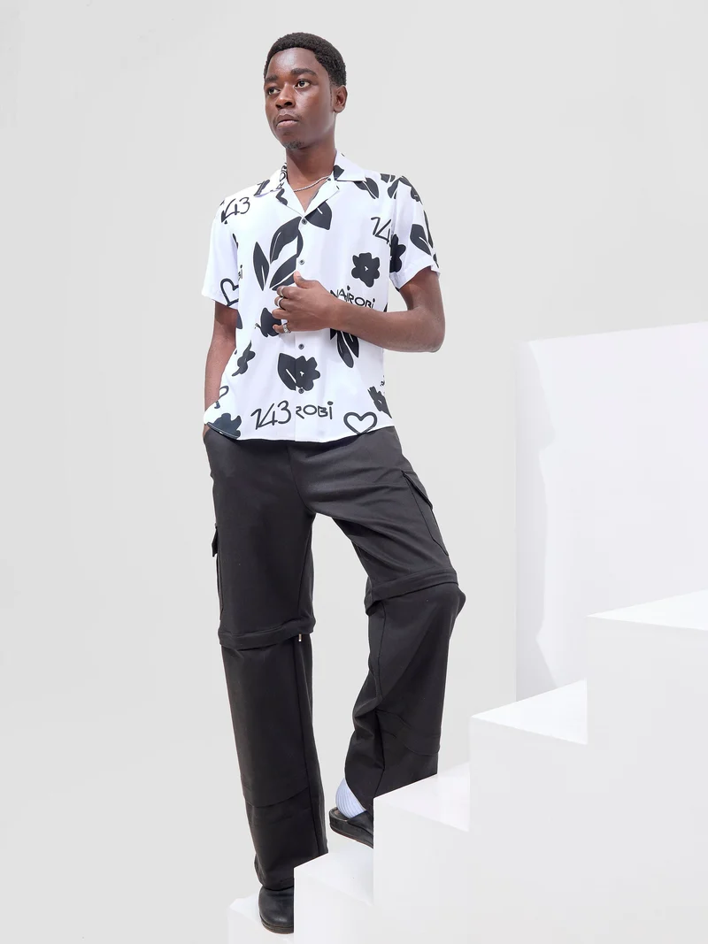 Zoya X Metamorphisized 143 Oversized Bowling Shirt - White / Black