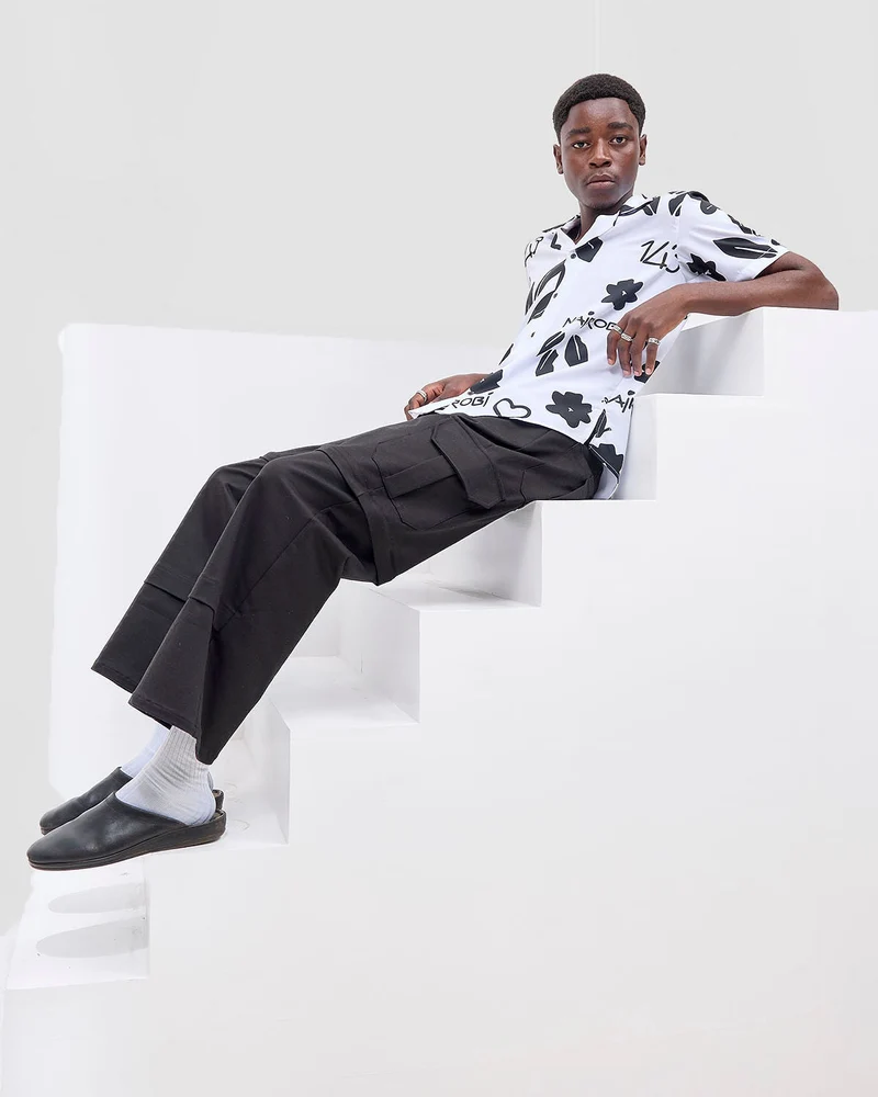 Zoya X Metamorphisized 143 Oversized Bowling Shirt - White / Black