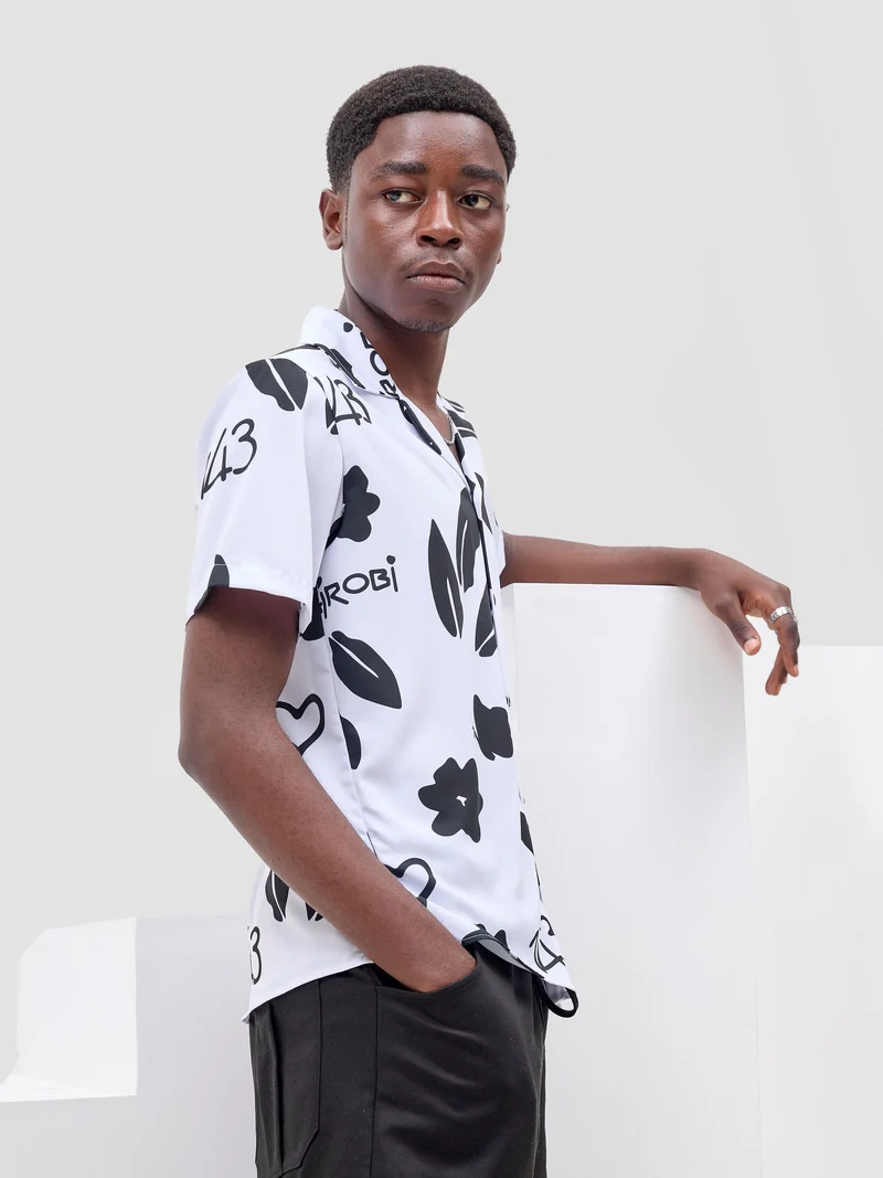Zoya X Metamorphisized 143 Oversized Bowling Shirt - White / Black