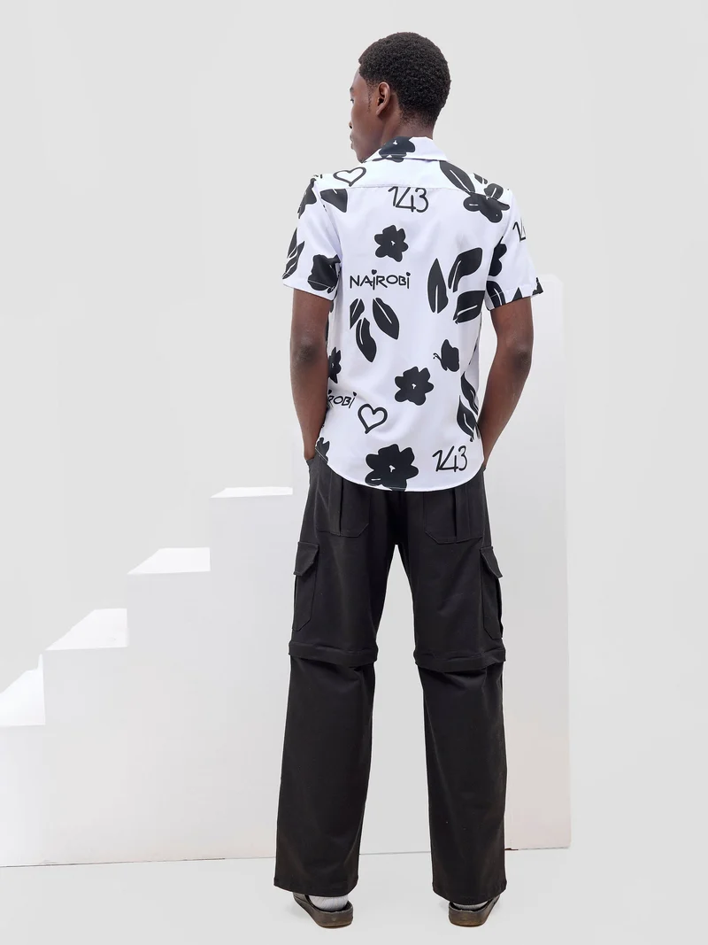 Zoya X Metamorphisized 143 Oversized Bowling Shirt - White / Black