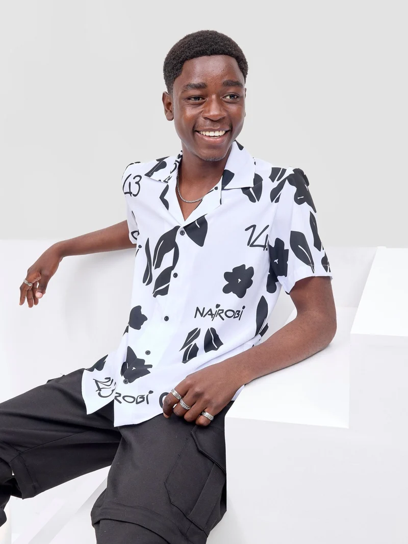 Zoya X Metamorphisized 143 Oversized Bowling Shirt - White / Black