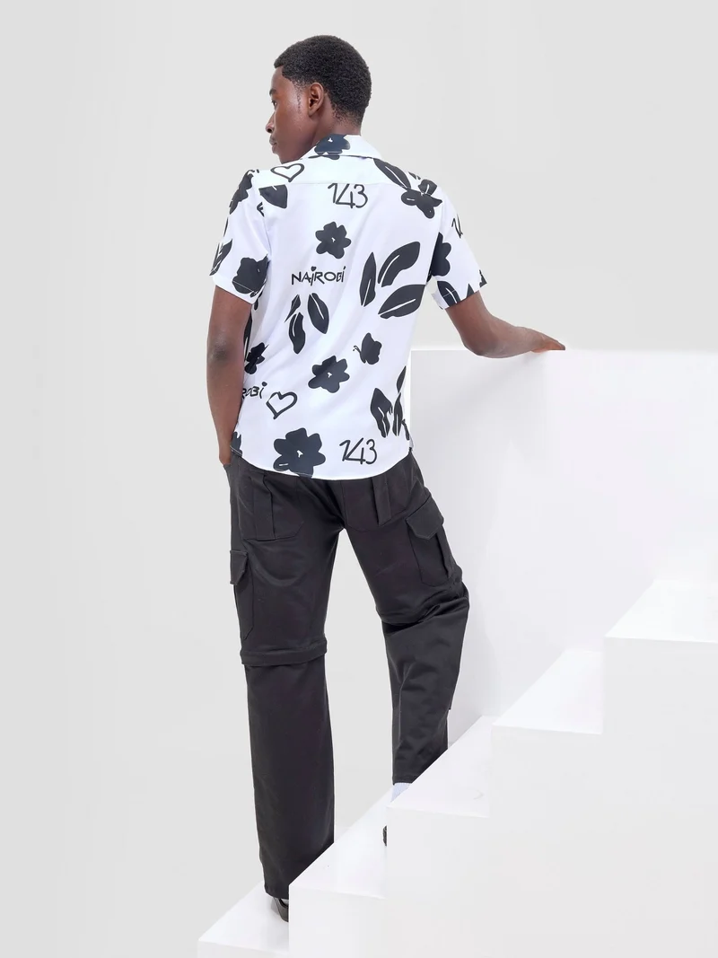 Zoya X Metamorphisized 143 Oversized Bowling Shirt - White / Black