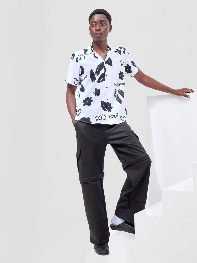 Zoya X Metamorphisized 143 Oversized Bowling Shirt - White / Black