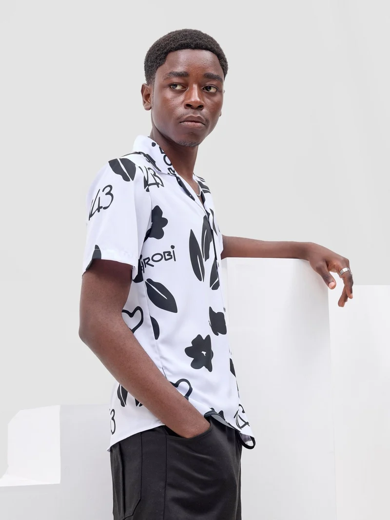 Zoya X Metamorphisized 143 Oversized Bowling Shirt - White / Black