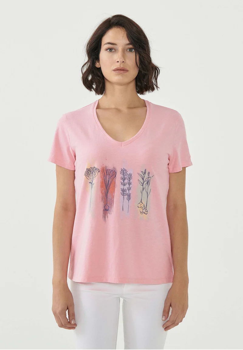 T-Shirt aus Bio-Baumwolle mit Blumen-Print
