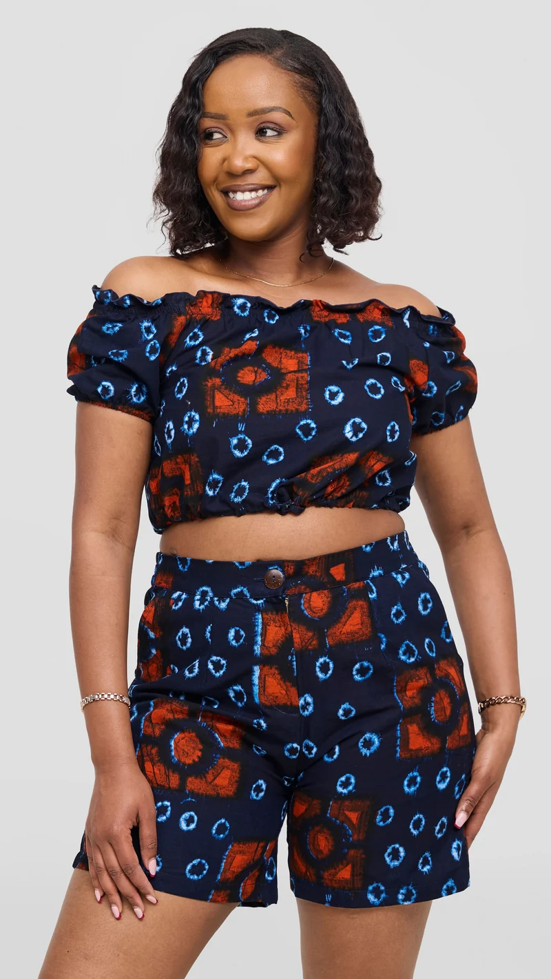 Safari Tafari Off Shoulder Crop Top - Lusi Print