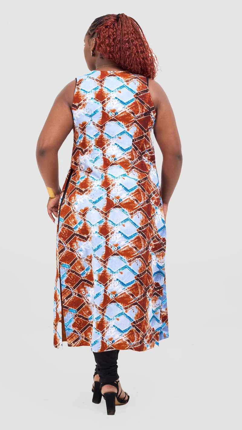 Safari Tiwa Reversible Tie Kimono - Rust + Ama Print