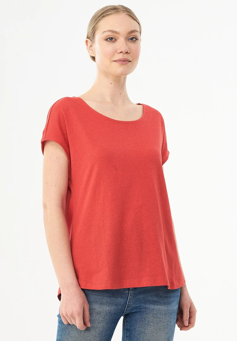 T-Shirt aus Bio-Baumwolle und Leinen