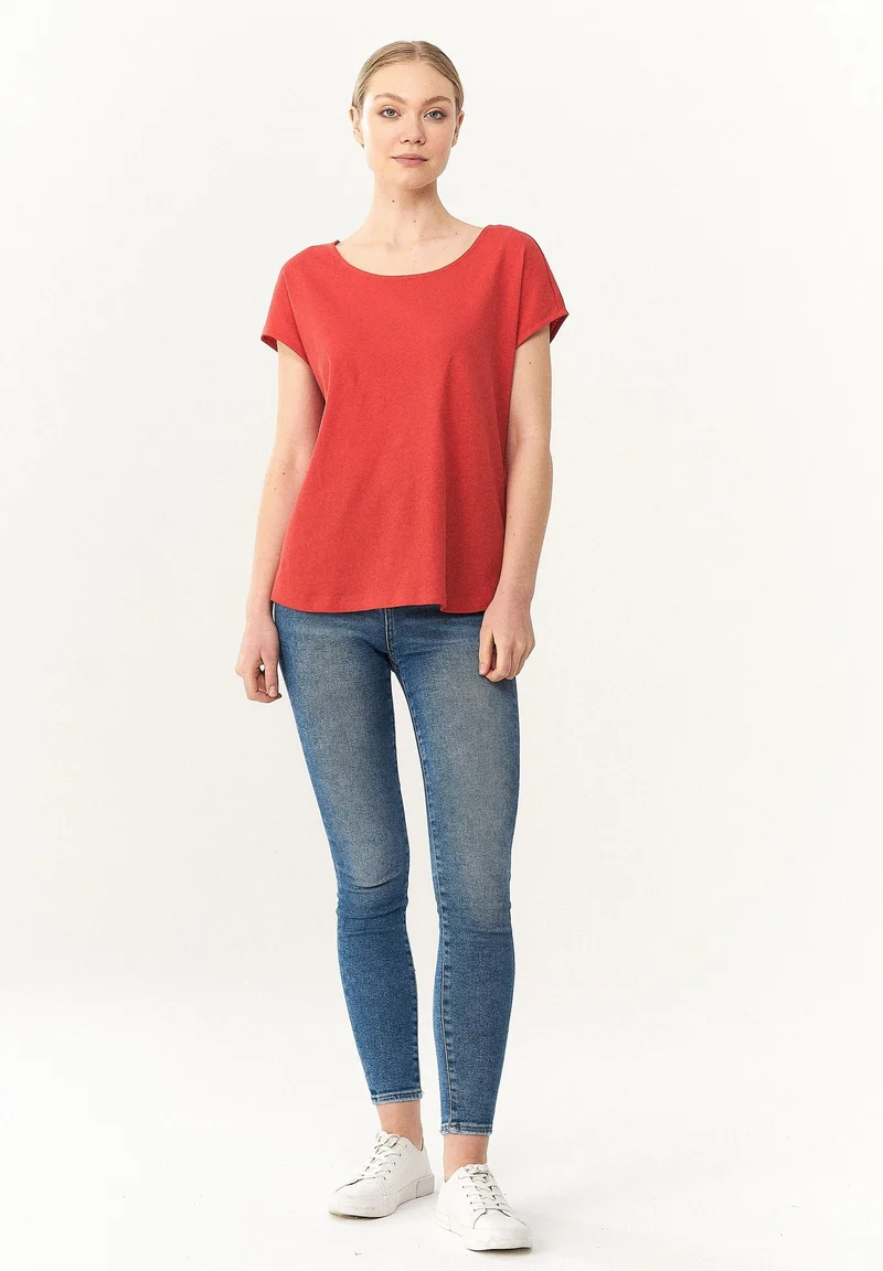 T-Shirt aus Bio-Baumwolle und Leinen