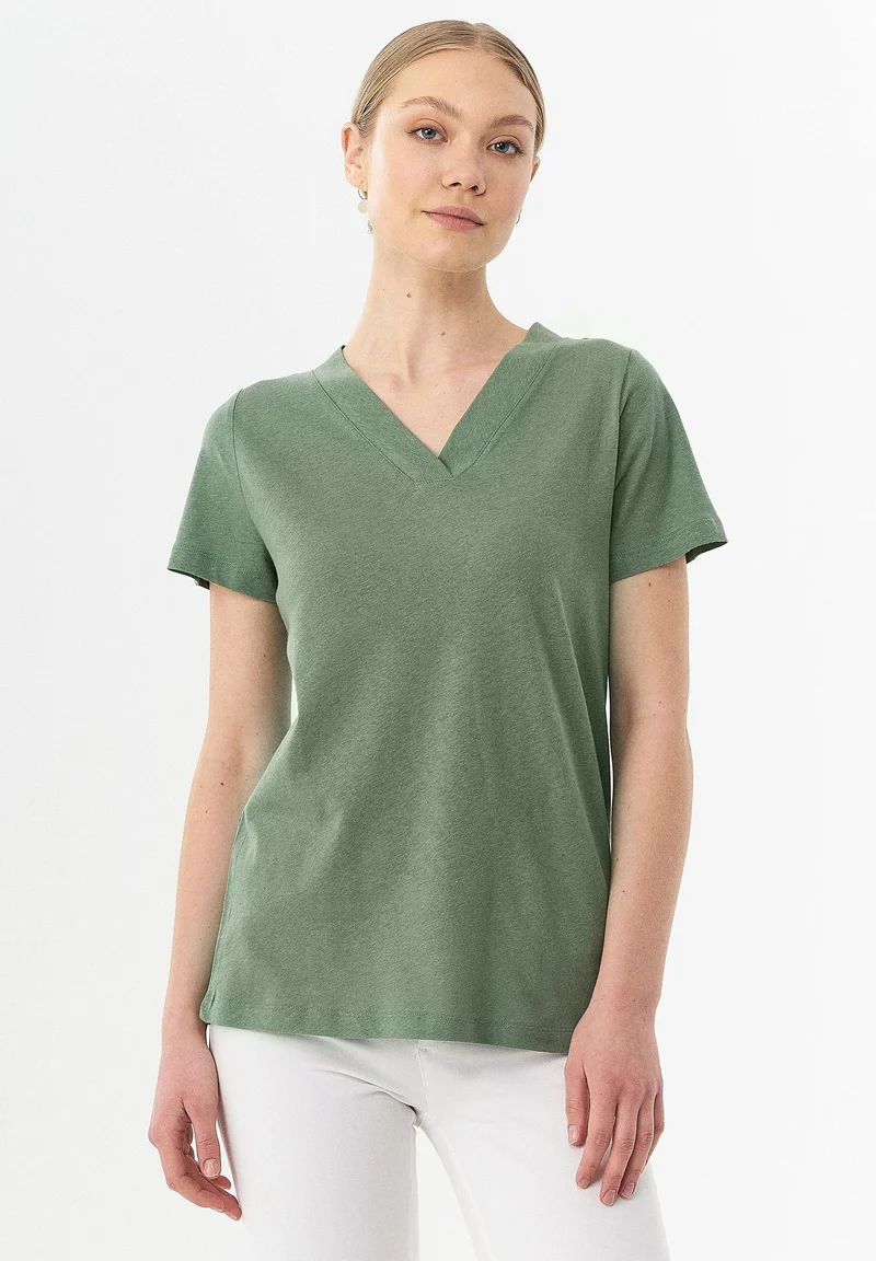 T-Shirt aus Bio-Baumwolle und Leinen
