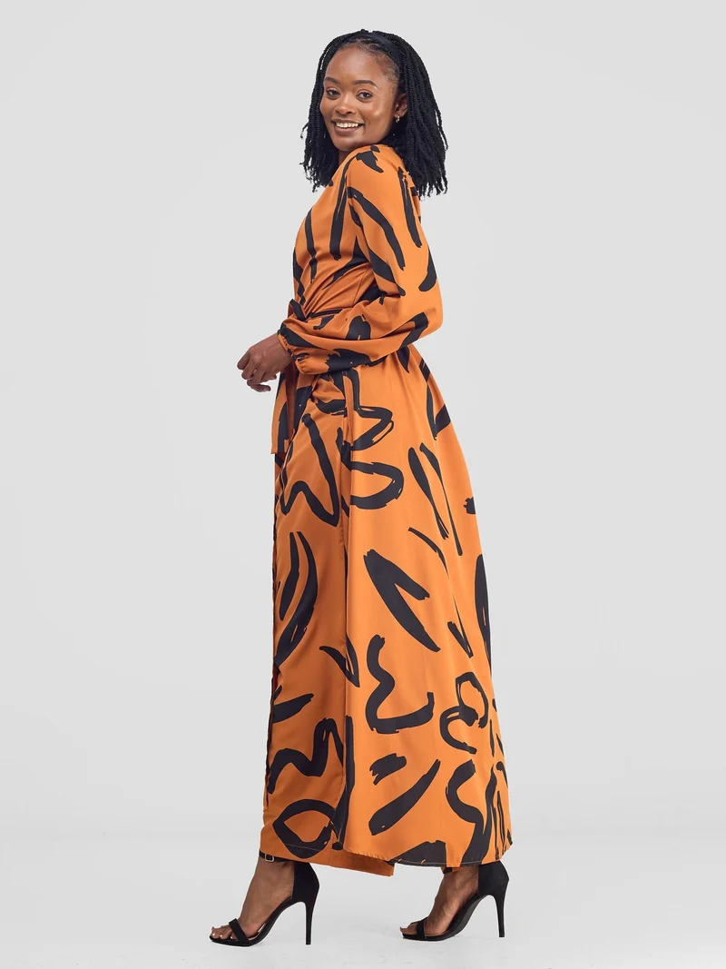 Vivo Chesi Kimono - Rust / Black Hesi Print