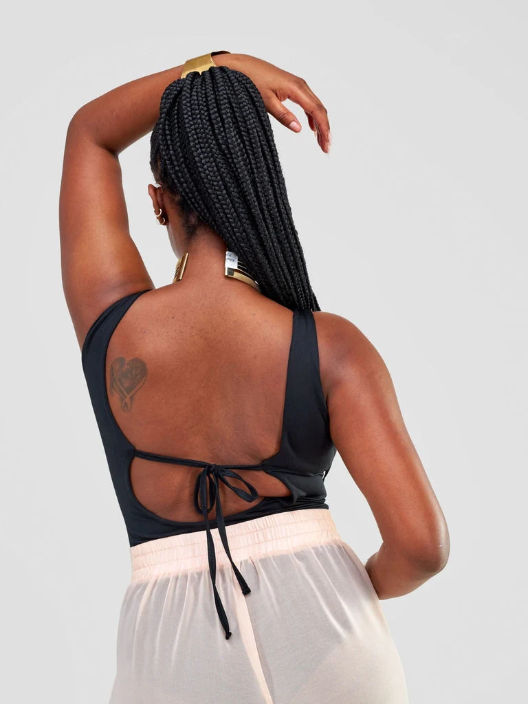 Zoya Party Sleeveless Bodysuit - Black