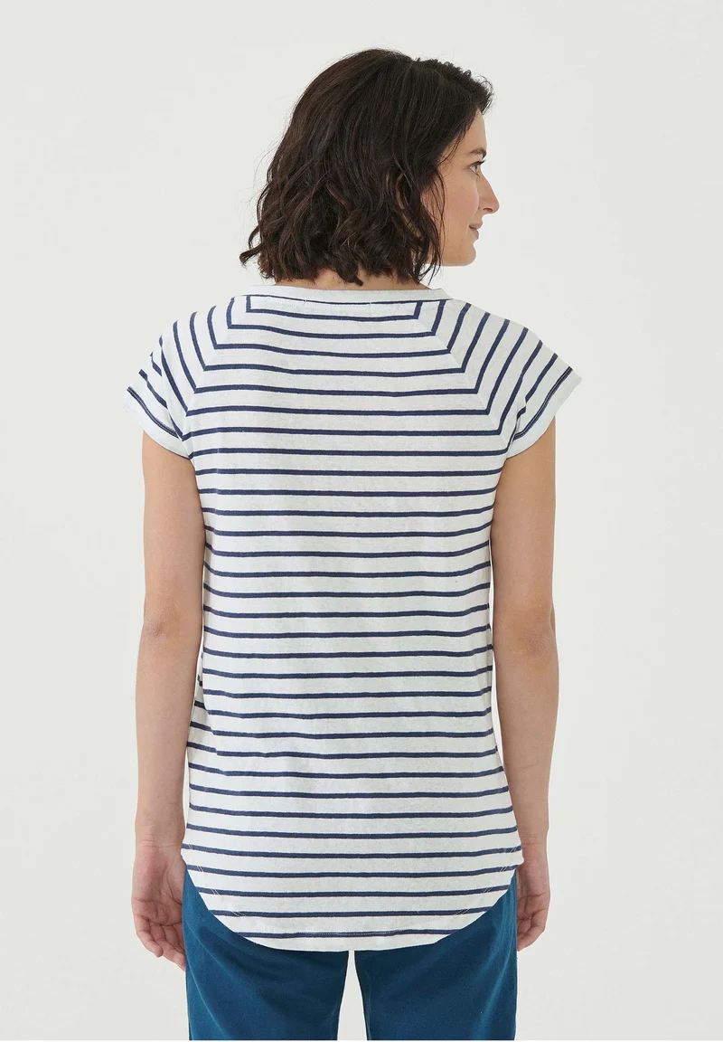 Gestreiftes T-Shirt aus Bio-Baumwolle und Leinen