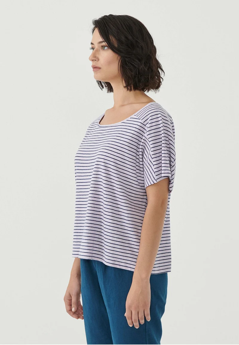 Gestreiftes T-Shirt aus Bio-Baumwolle und Leinen