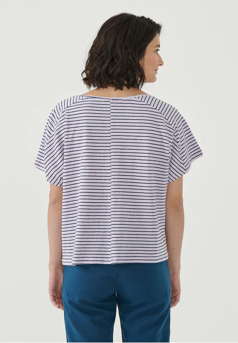 Gestreiftes T-Shirt aus Bio-Baumwolle und Leinen