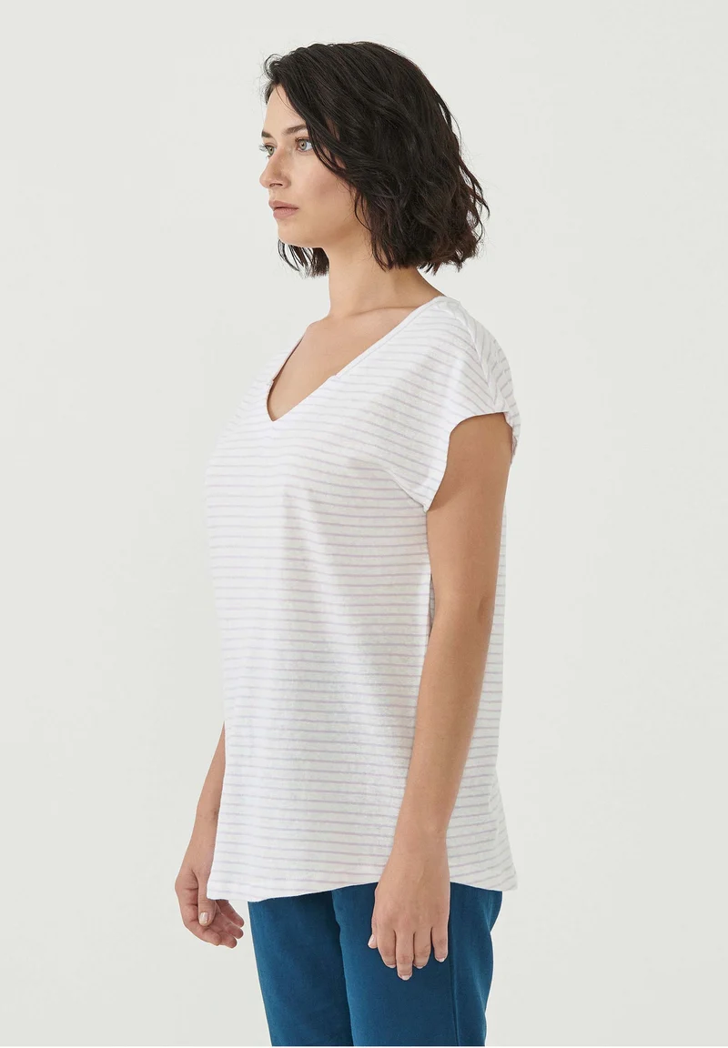 Gestreiftes T-Shirt aus Bio-Baumwolle und Leinen