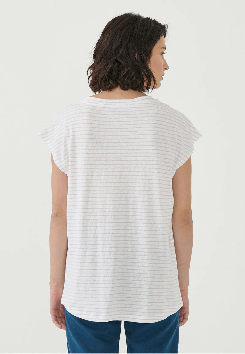 Gestreiftes T-Shirt aus Bio-Baumwolle und Leinen