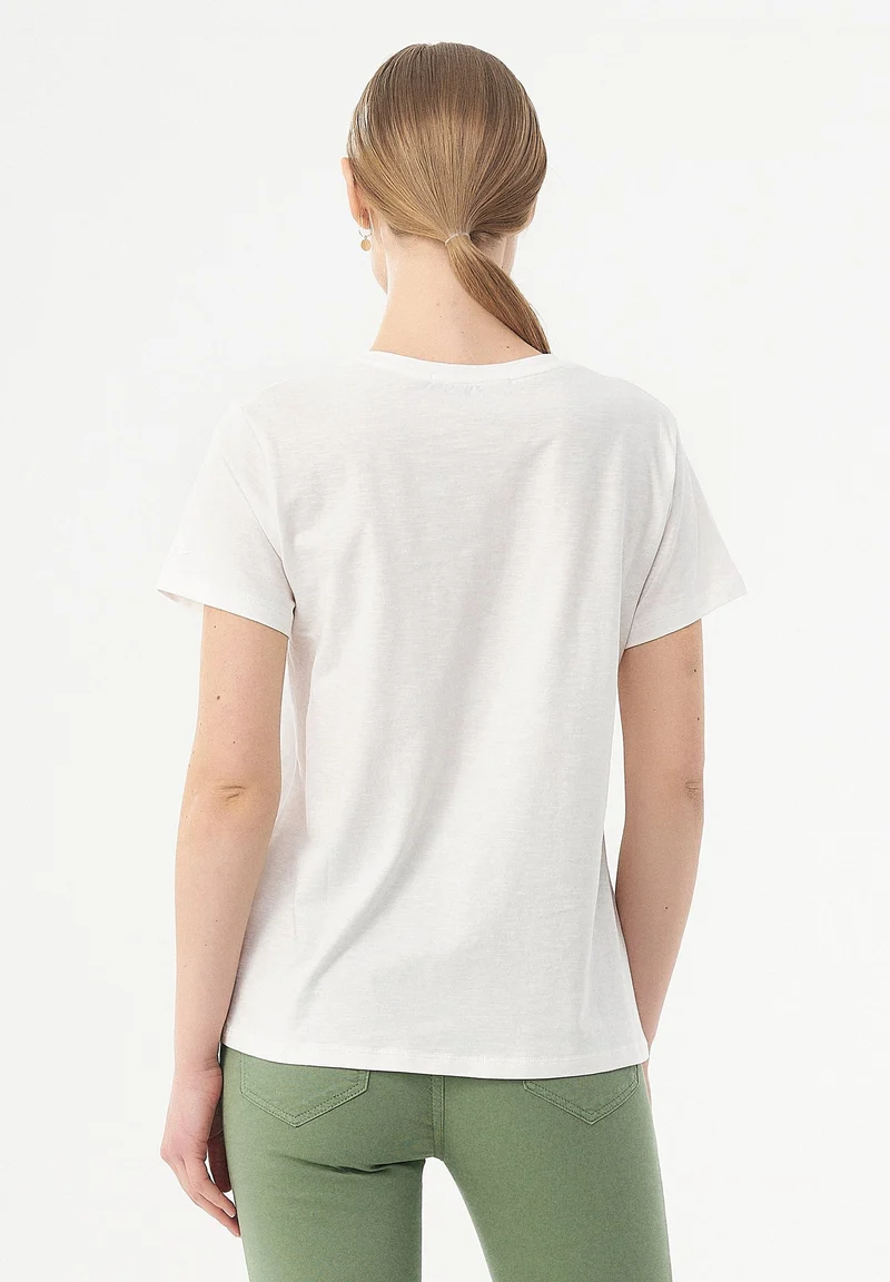 T-Shirt aus Bio-Baumwolle mit Fahrrad-Stickerei