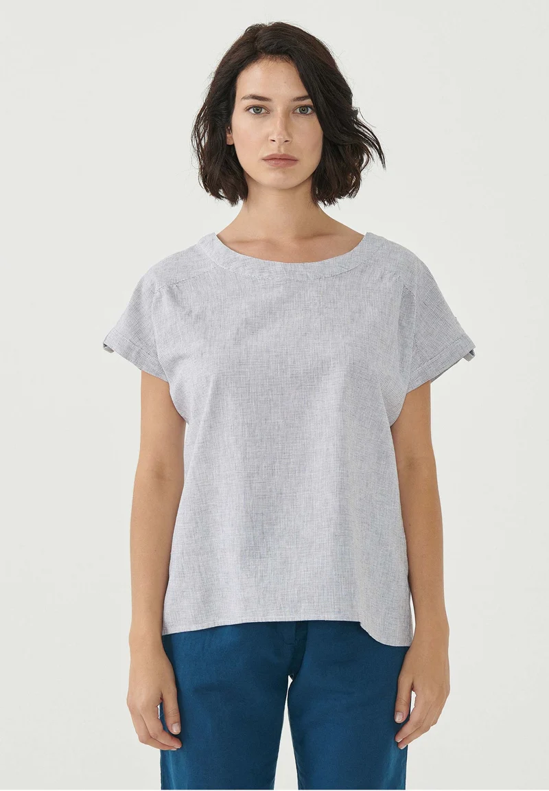Bluse aus Bio-Baumwolle und Leinen