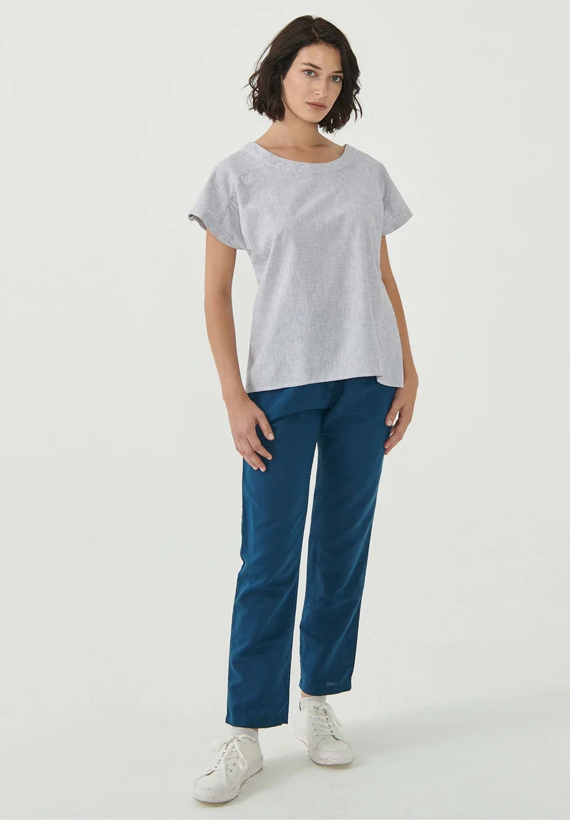 Bluse aus Bio-Baumwolle und Leinen