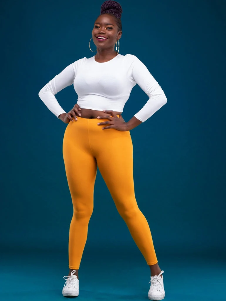 Zoya Basic Full Length Leggings - Mustard