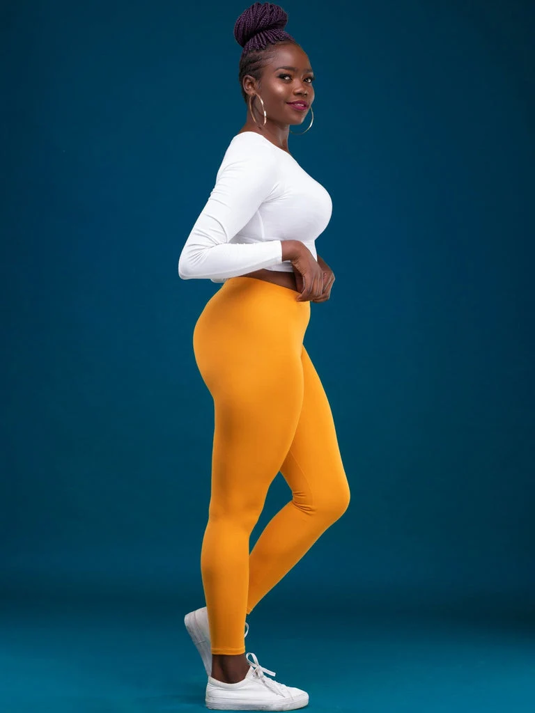Zoya Basic Full Length Leggings - Mustard