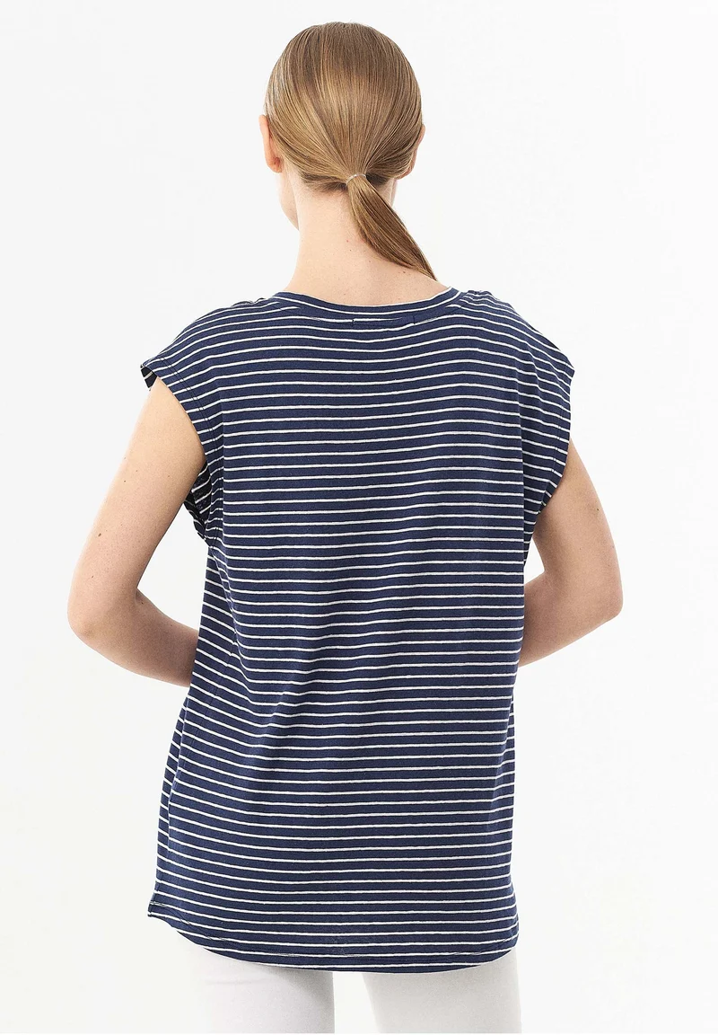 Gestreiftes T-Shirt aus Bio-Baumwolle und Leinen