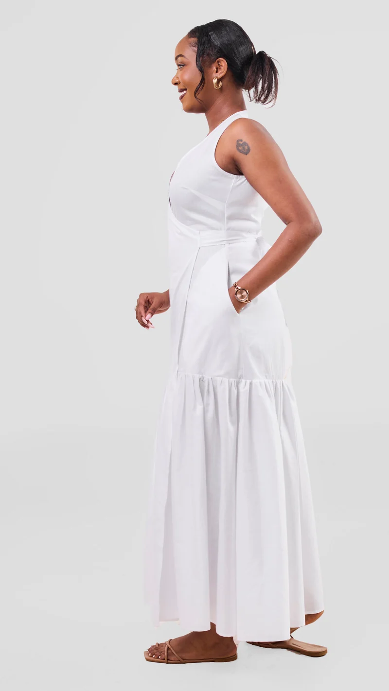 Safari Solana Wrap Dress - White