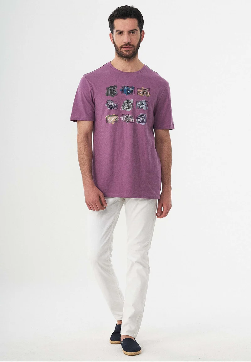 T-Shirt aus Bio-Baumwolle mit Kamera-Print