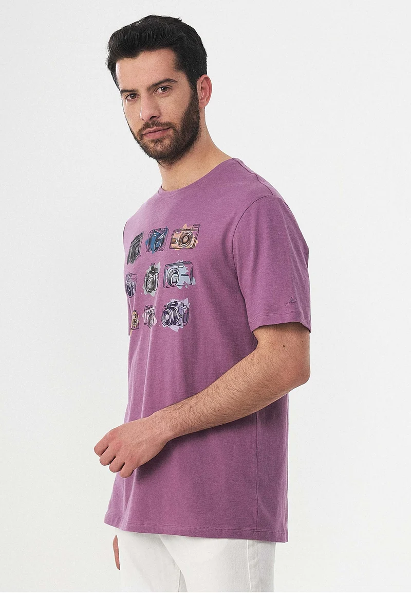 T-Shirt aus Bio-Baumwolle mit Kamera-Print