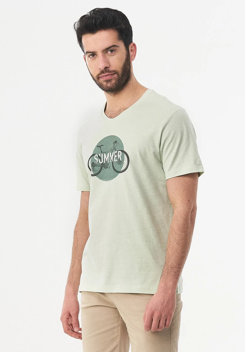 T-Shirt aus Bio-Baumwolle mit Fahrrad-Print