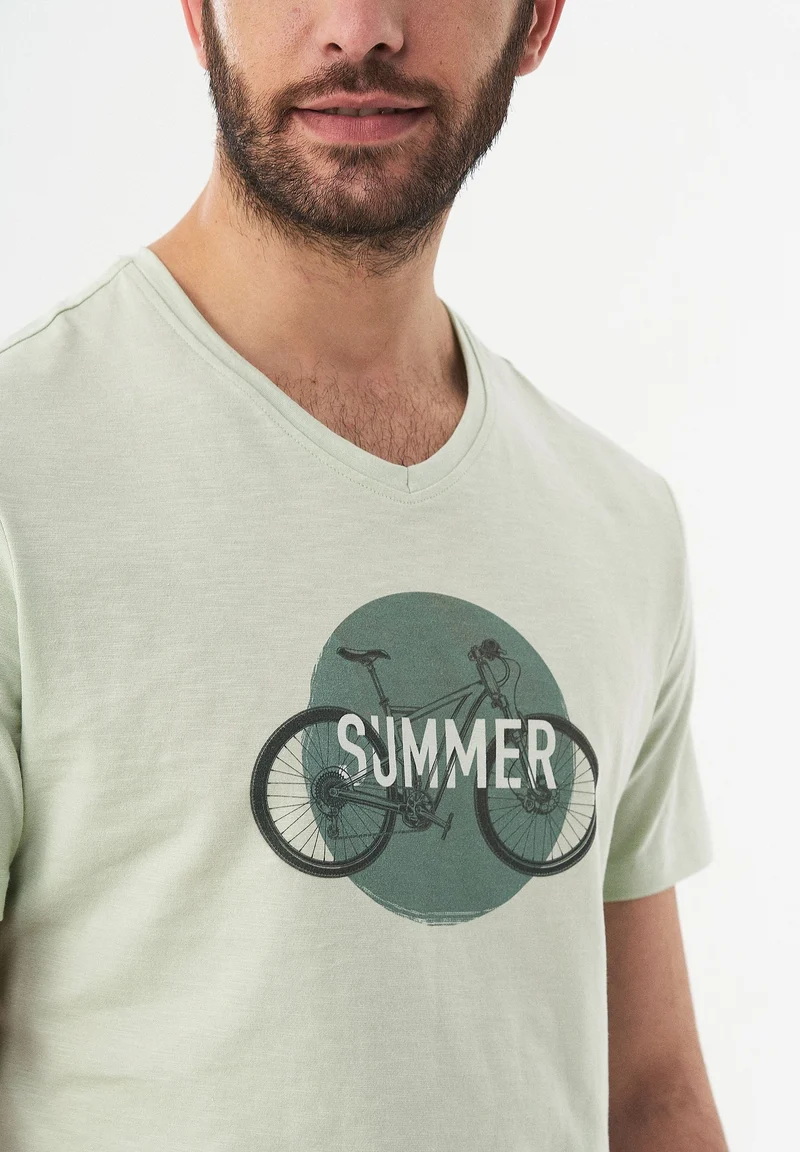 T-Shirt aus Bio-Baumwolle mit Fahrrad-Print