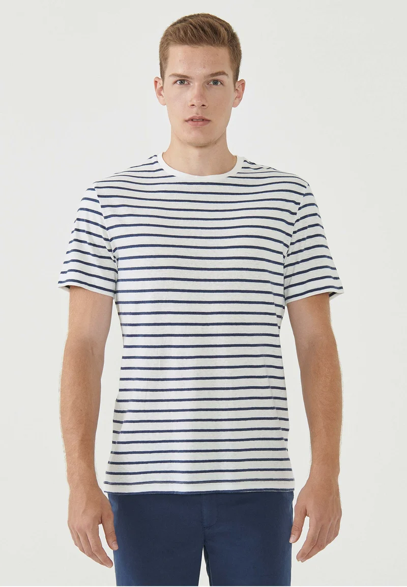 Gestreiftes T-Shirt aus Bio-Baumwolle und Leinen