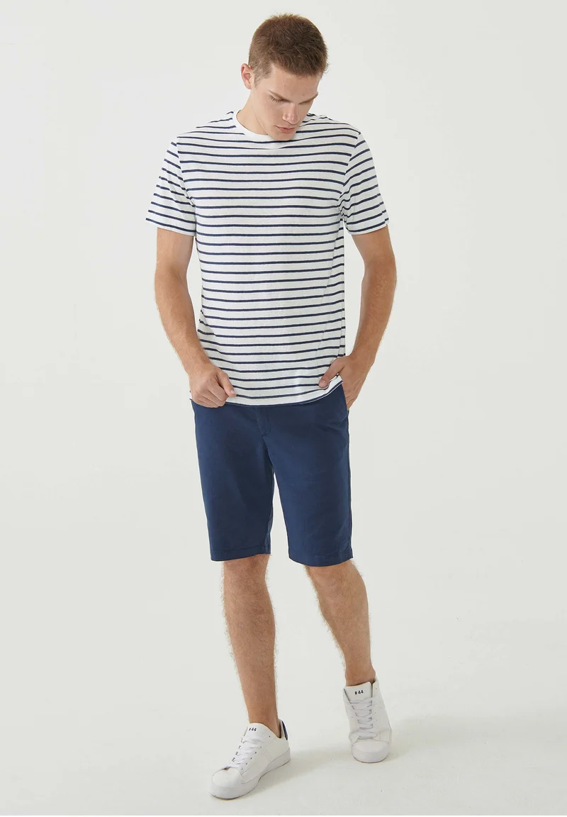 Gestreiftes T-Shirt aus Bio-Baumwolle und Leinen