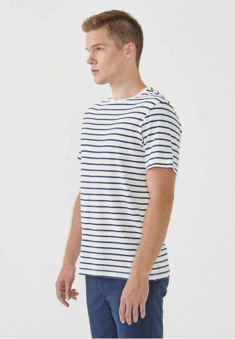 Gestreiftes T-Shirt aus Bio-Baumwolle und Leinen