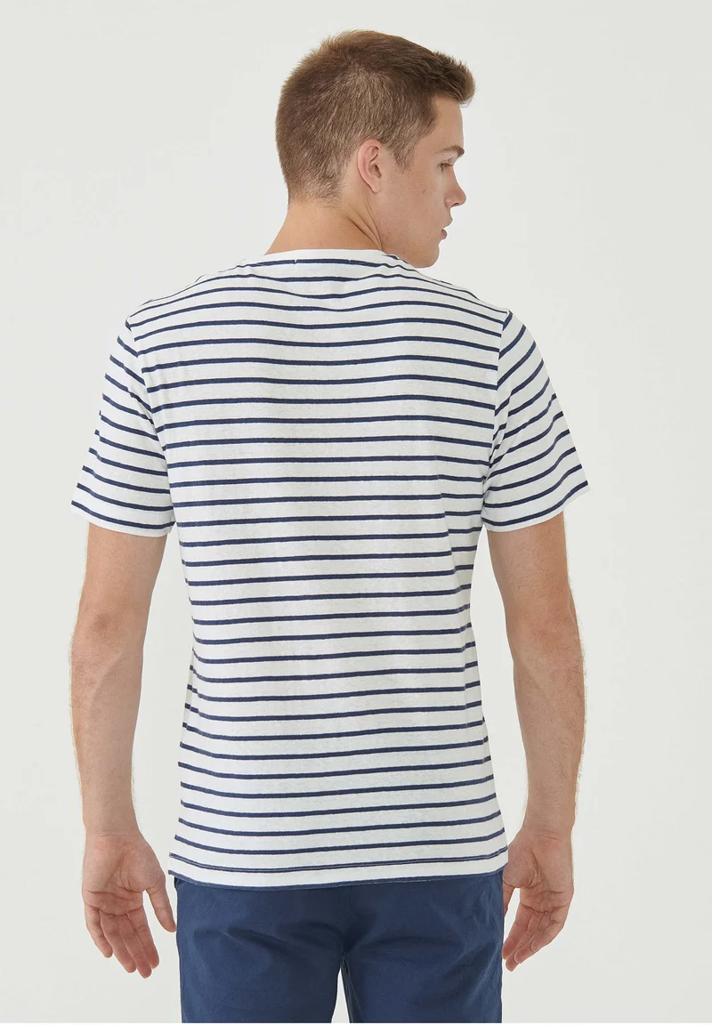 Gestreiftes T-Shirt aus Bio-Baumwolle und Leinen