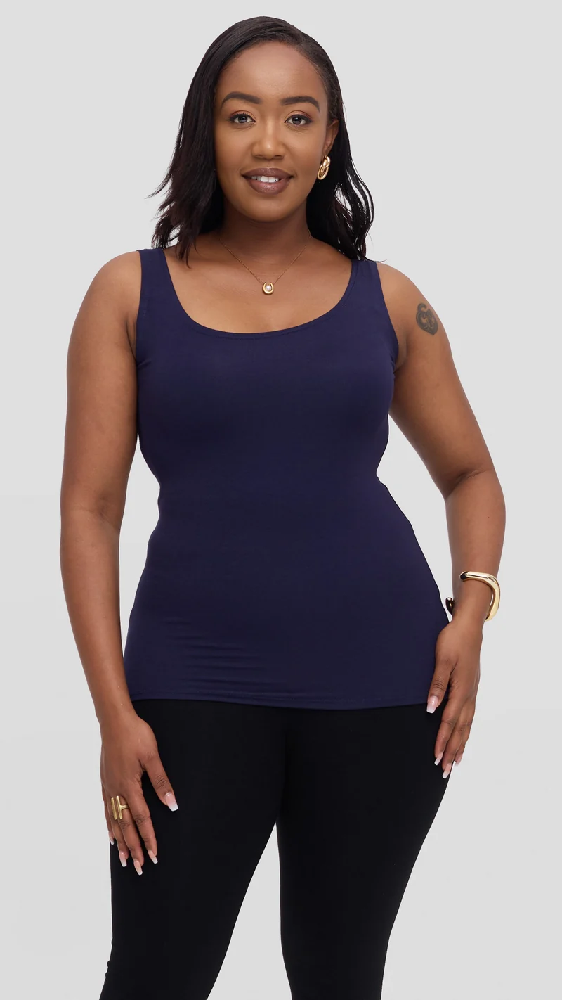 Vivo Basic Tank Top In Jersey - Navy