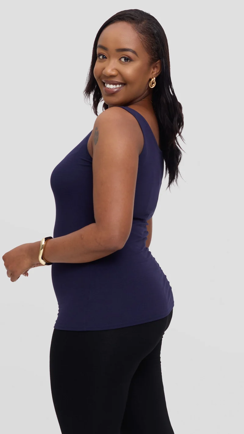 Vivo Basic Tank Top In Jersey - Navy