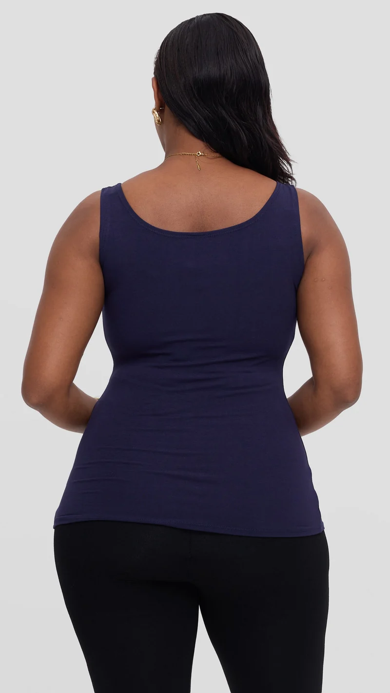 Vivo Basic Tank Top In Jersey - Navy