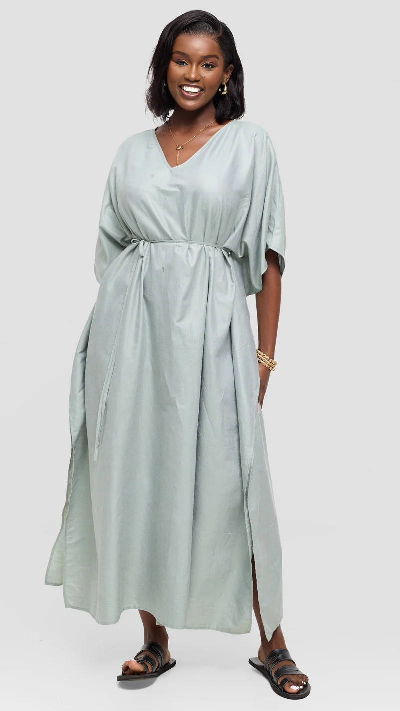Safari by Vivo Wide Kaftan in Cotton - Dusty Green