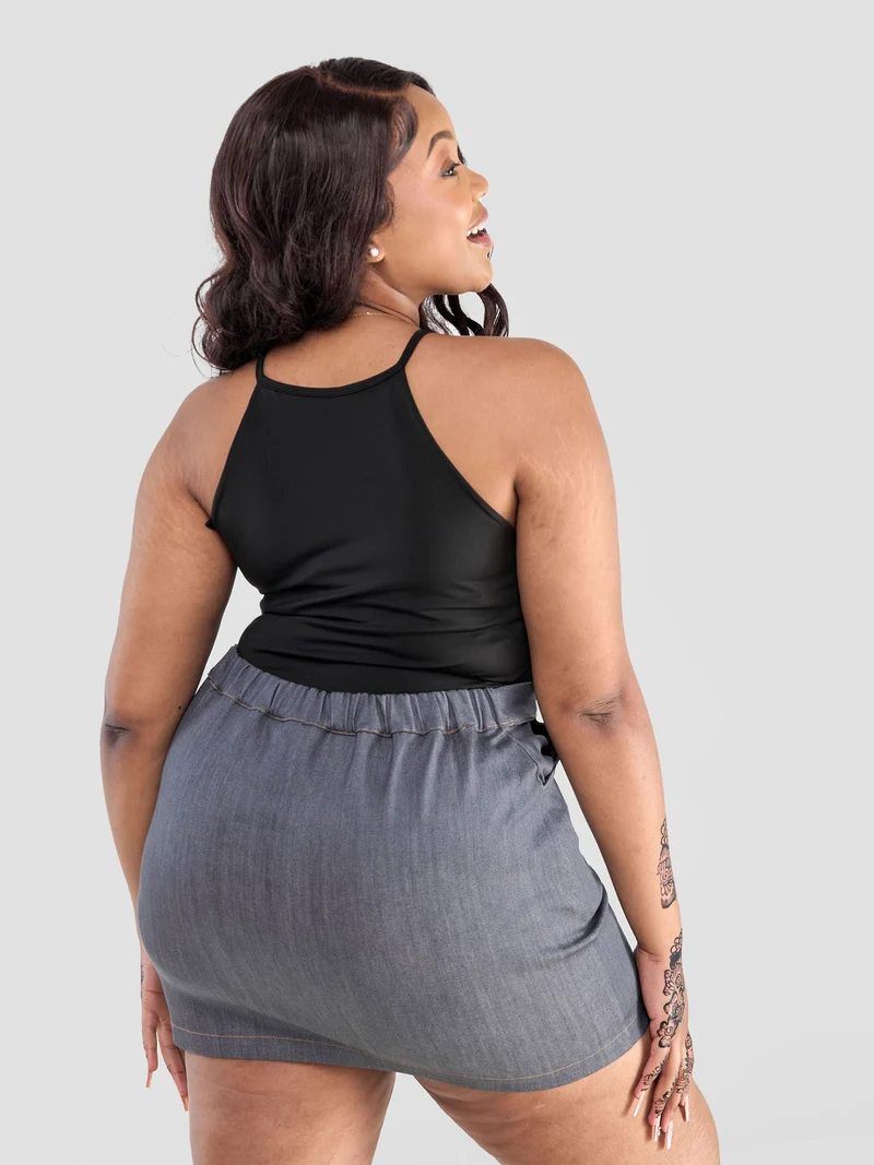 Zoya Yuni Contrast Stitch Mini Skirt - Grey